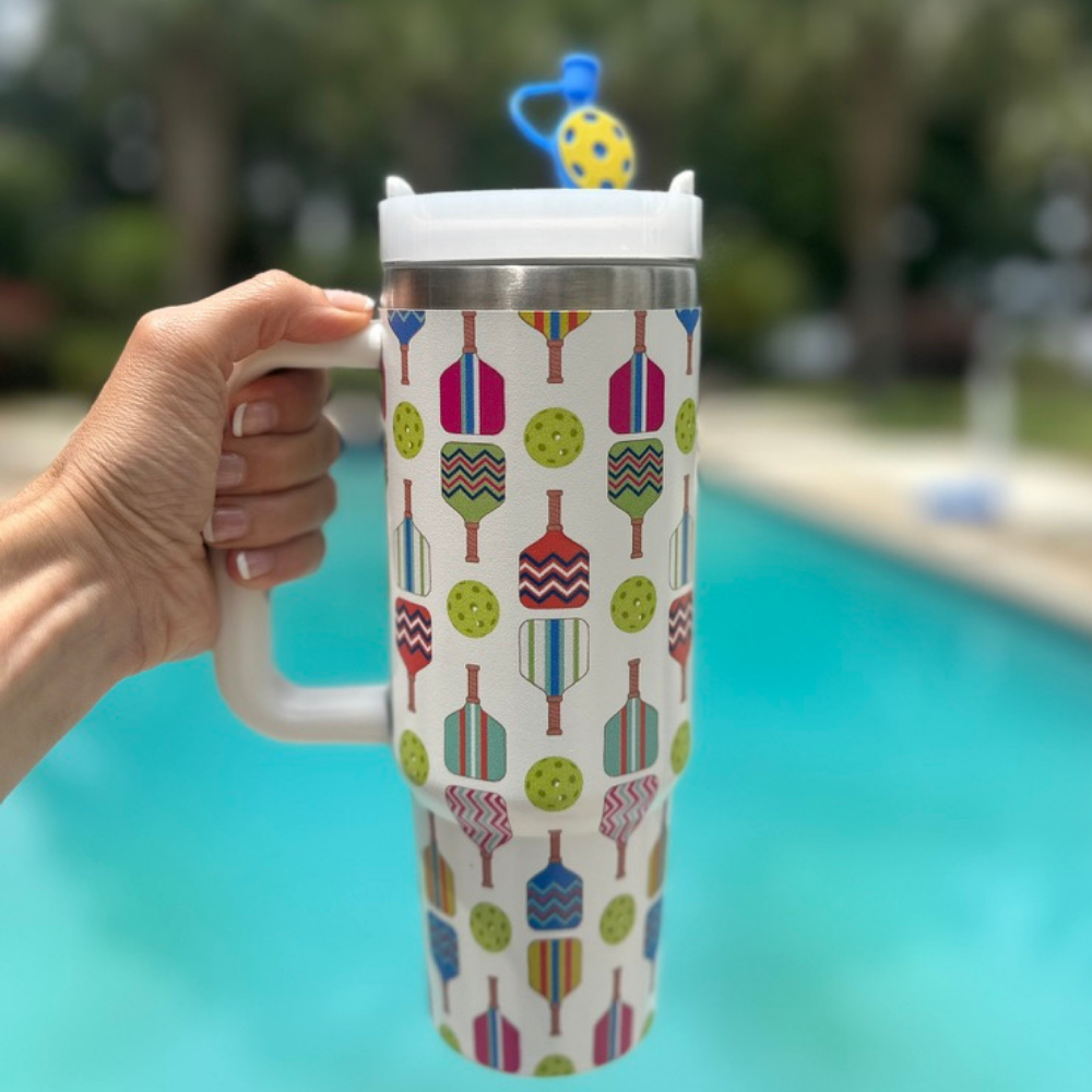 Born to Rally – Engroshandel Thermokop – Pickleball Tumbler - 30oz Multi Paddle Kop1