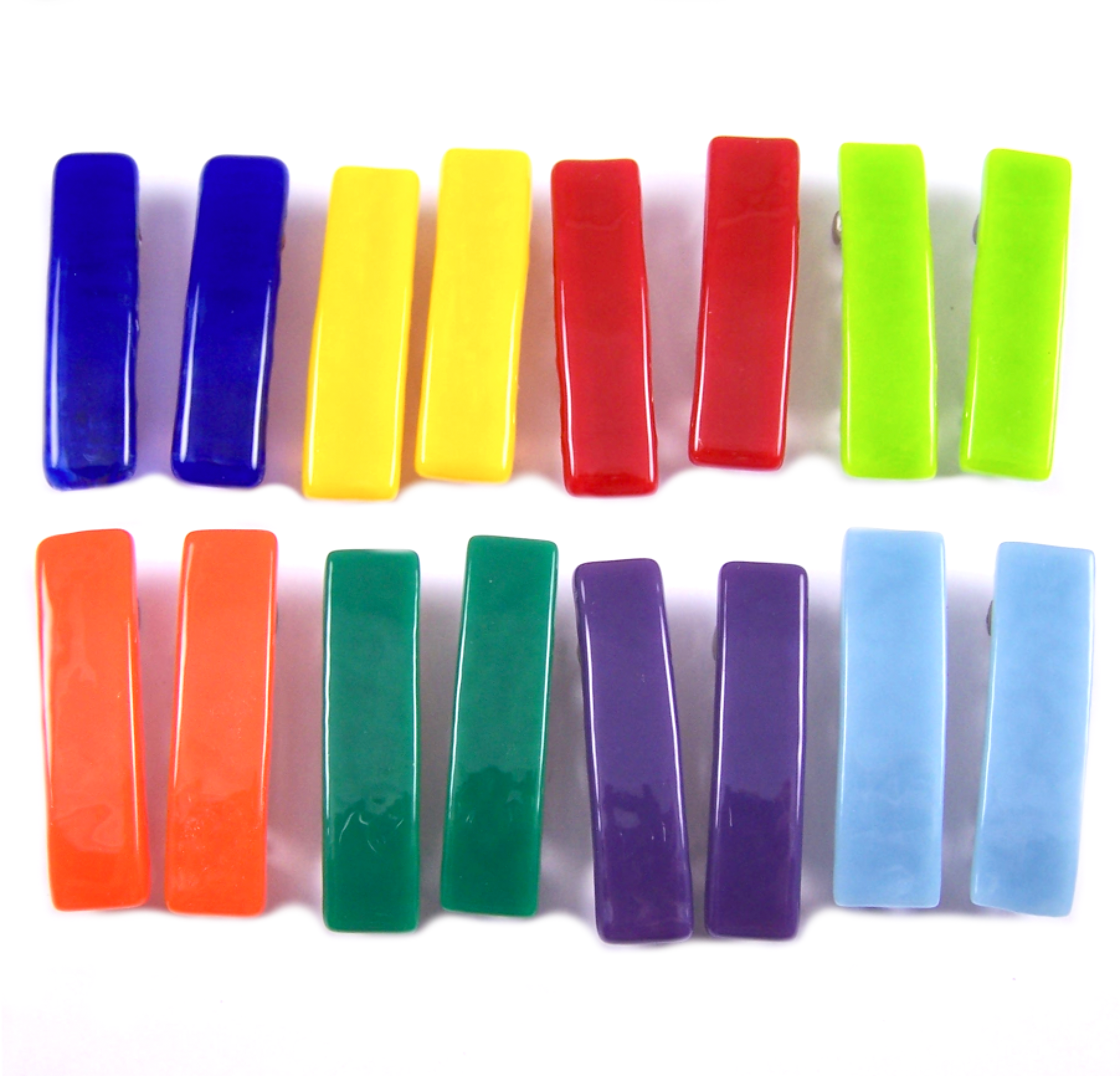 Glass Town USA - Wholesale Barrette - Kids - Children's Barrette Pairs Stained Glass Bright Solids Small1