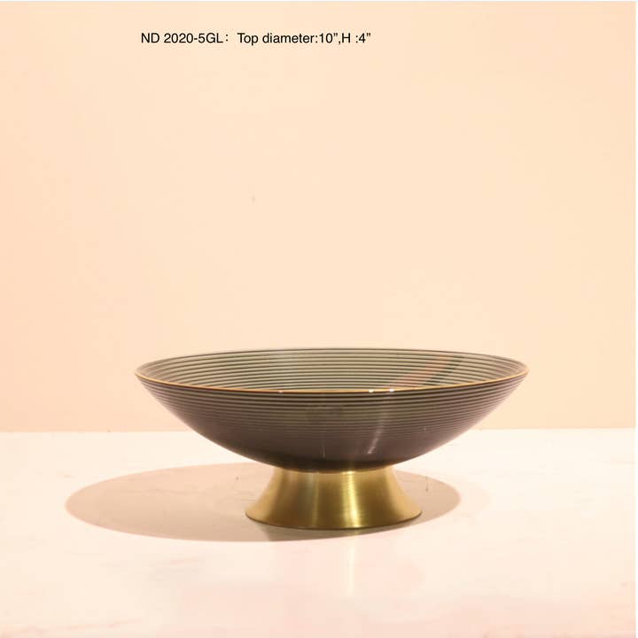 Noah Decoration - Wholesale Decorative Plate/Dish/Bowl - Golden glass fruit bowl, fruit plate ,salad bowl