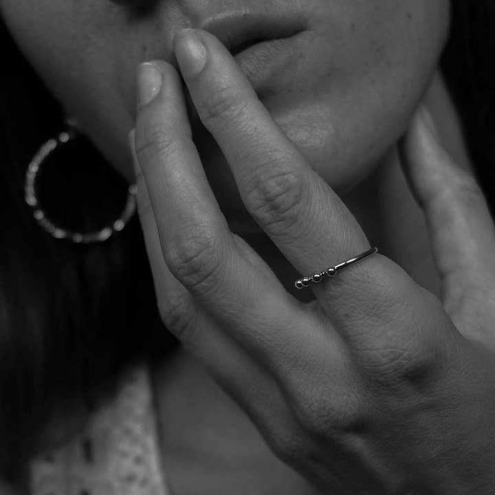 Bijoux 7bis - Wholesale Band/Stacked Ring - Steel Ring Fine Ring Overhung 4 Balls2