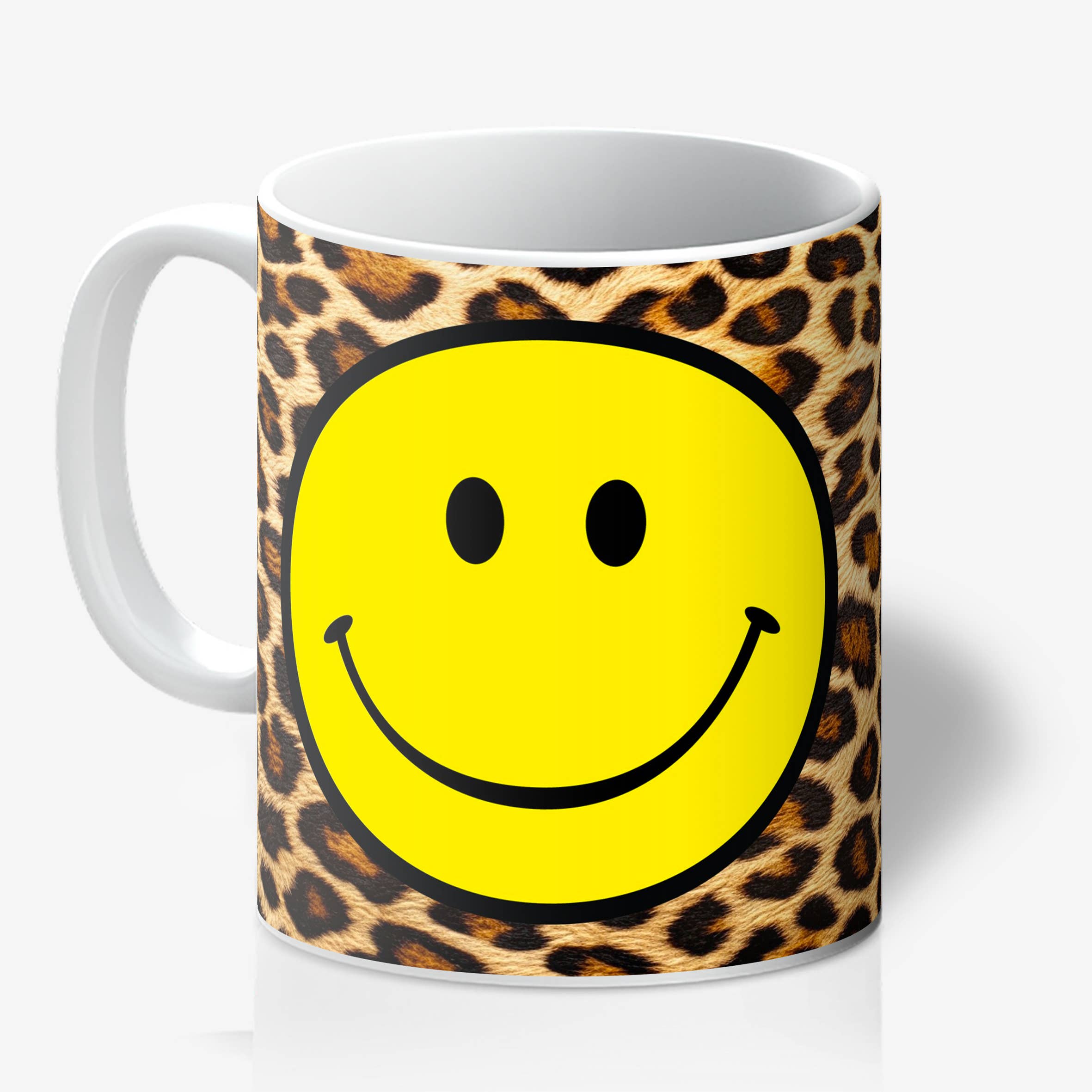 Love Frankie - Wholesale Coffee Mug - Leopard Print Smiley Face Mugs - 3 Colours Available0