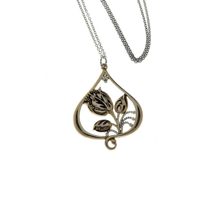 William Morris Hyacinth Teardrop Brons Och Sterling Silver Halsband för wholesale av Cynthia Gale New York