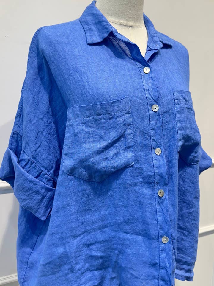 AMARIA - Wholesale Buttoned-down shirt – Women's - Loose shirt - 100% linen - 216374