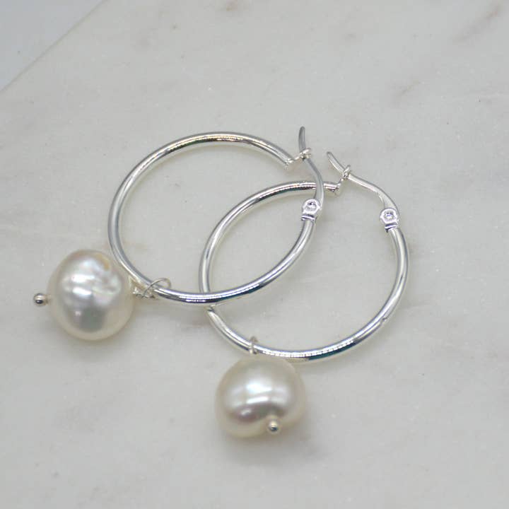 PearlGem Designs - Wholesale Hoop earrings - Rebecca Freshwater Pearl hoop Earrings8