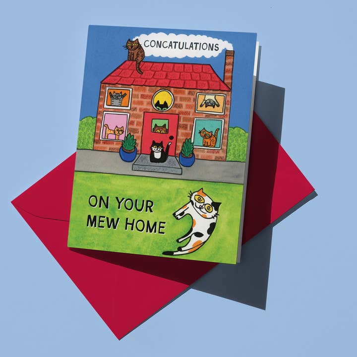 Over the Mewn - Wholesale Valentine's Day Card - 'ConCATulations On Your Mew Home' Card