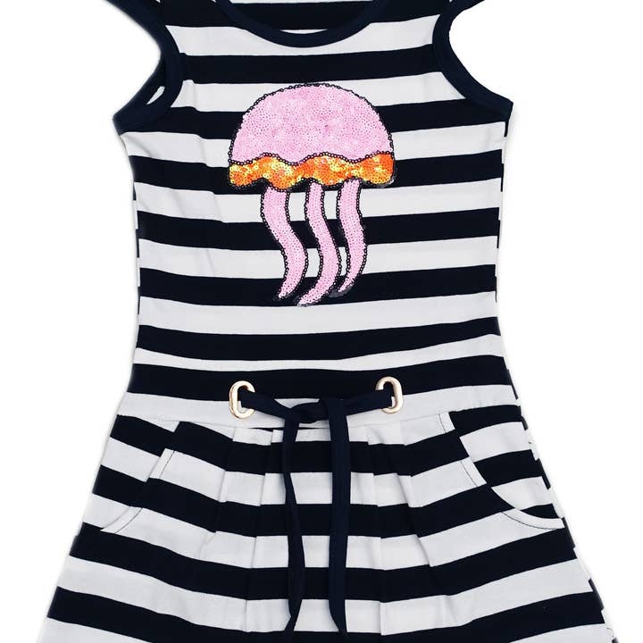 Robe polo marine à méduse en sequins roses pour la vente par Wenchoice