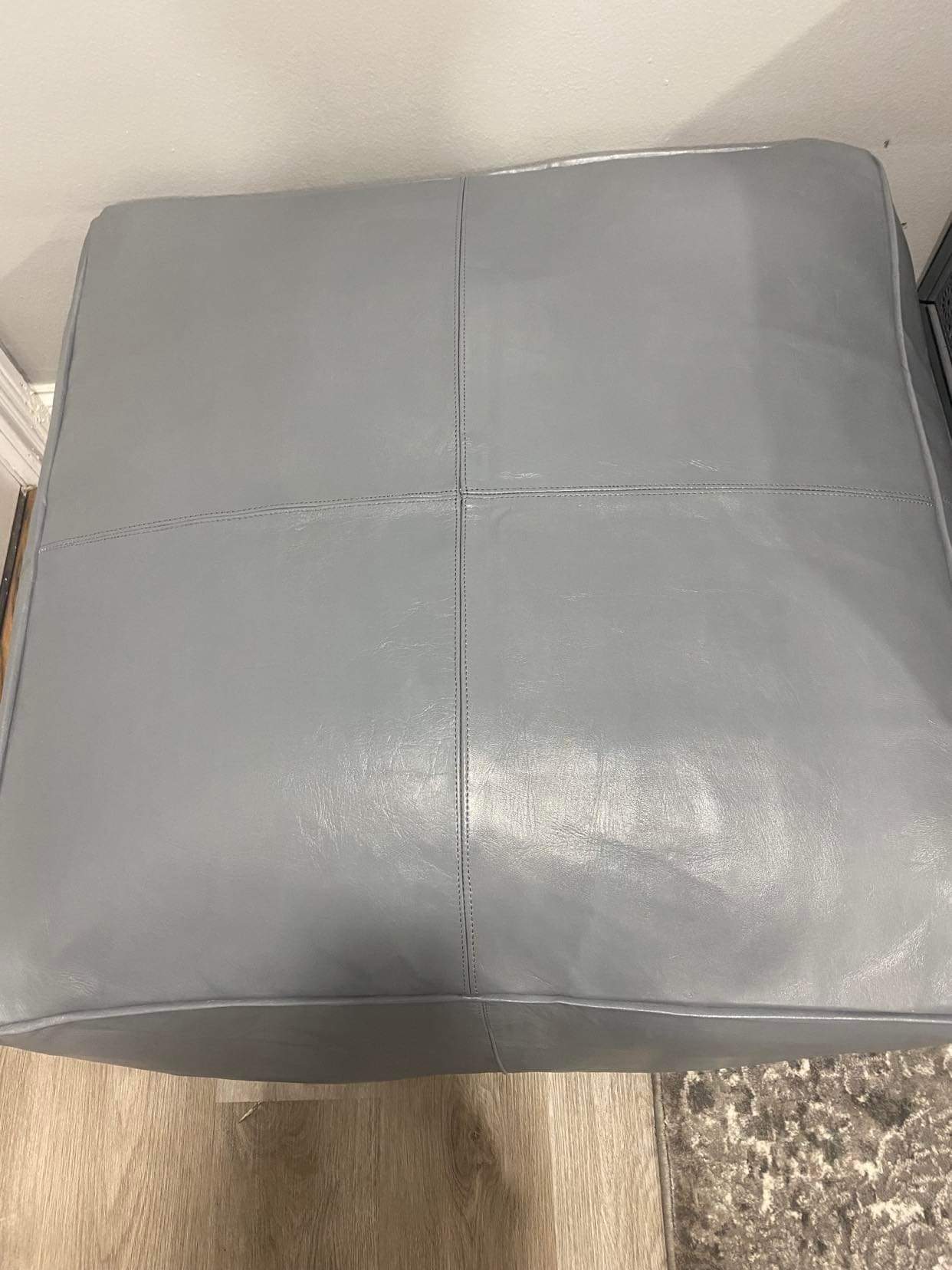 amr design - Venta al por mayor Puf - Puf otomano de cuero genuino de cabra, mesa de café, asiento extra, color marrón claro (solo funda sin relleno)1