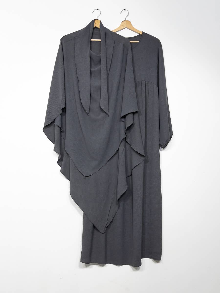IDEAL OUTFIT - Wholesale Kaftan - Dames - 2-delige khimar en abaya set in jazzstijl ref:e2326+2501jazz45