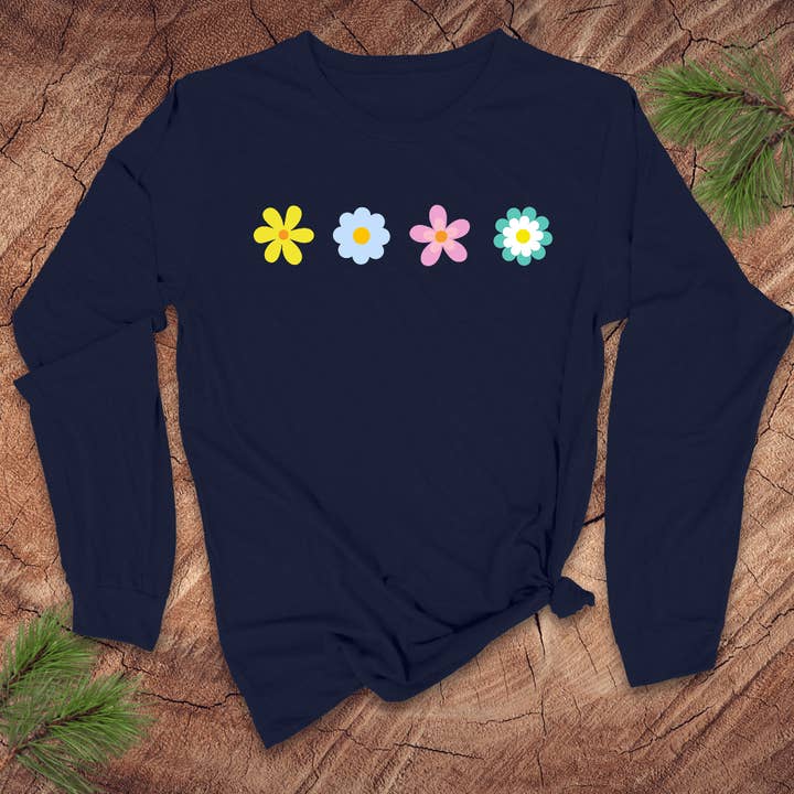 Langarmshirt Flower Power für den Großhandel von Wandering Owl Adventure Co.