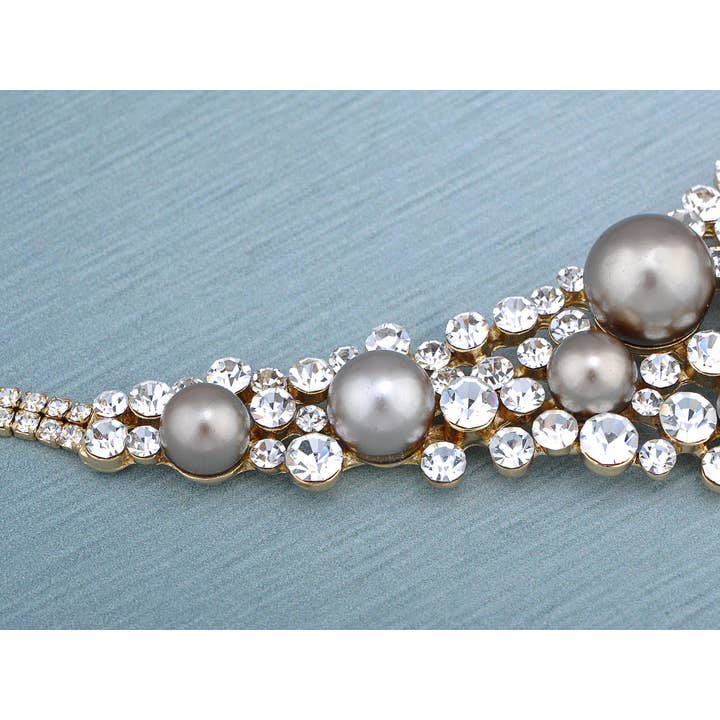 AK Brand – Engroshandel Smykkesæt – Swarovski Krystal Antik Brude Grå Perlehalskædesæt3