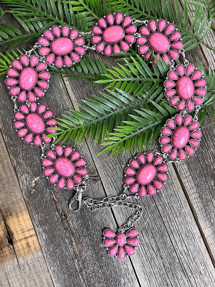 Lt.pink marble pattern concho belt . (32"LONG) ACG65153017 S for wholesale by Kids Charm Online