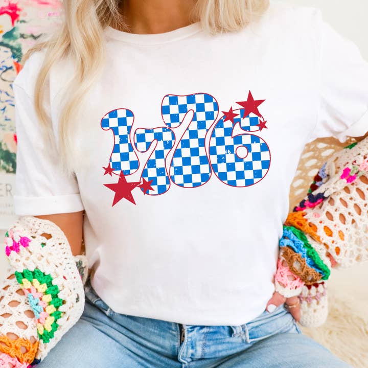 Shoppe SHC - Wholesale T-Shirt (Graphic) - Women's - USA Graphic Shirt | July 4th Graphic Tee | Gildan