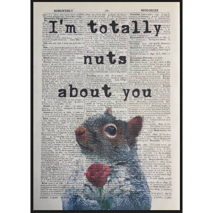 Squirrel Dictionary Wall Art Print - Quirky Animal Prints for wholesale by Parksmoonprints