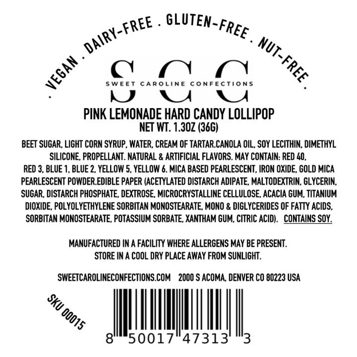 Sweet Caroline Confections - Wholesale Lollipop - Flamingo Lollipops, Pink Lemonade Flavor, 10/Case -VEGAN3