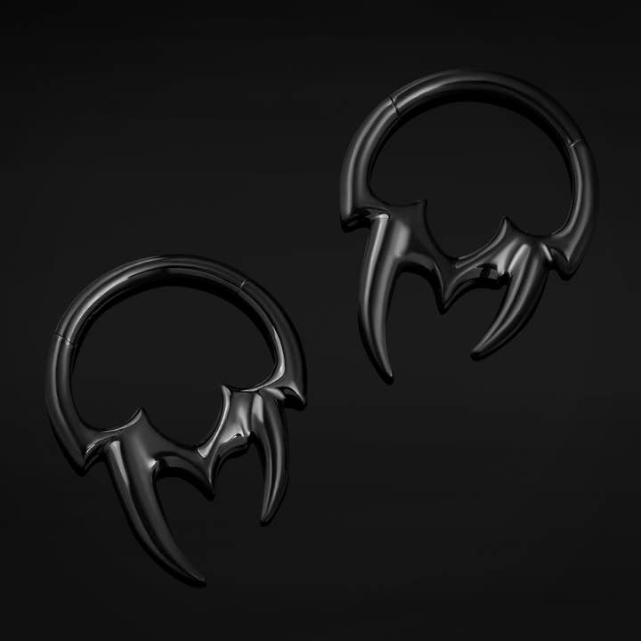 Argola de Nariz Septo Clicker Segmento de Titânio ASTM F136 Preto Assimétrico Tribal Spike por atacado de Custom Plugs