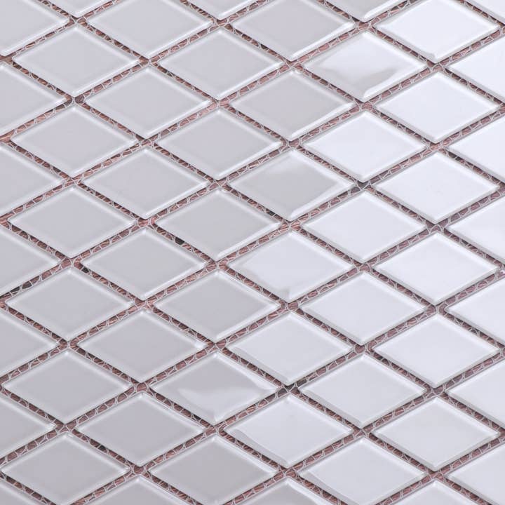 WS Tiles - Wholesale Wall Tile - 2" Diamond Glass Mosaic Tile, Backsplash for Kitchen and Bathroom - 6.5 Square Feet Per Carton - Super White