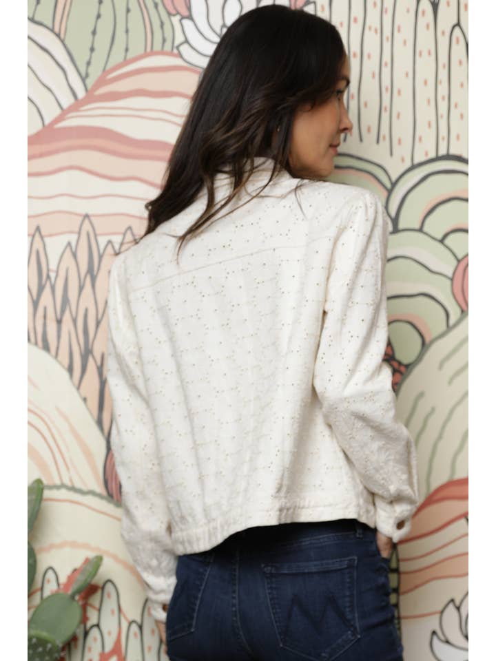 Nostalgia - Wholesale Jacket - Women's - NJC04-EMB EYELET EMBROIDERED BUTTON UP JACKET8