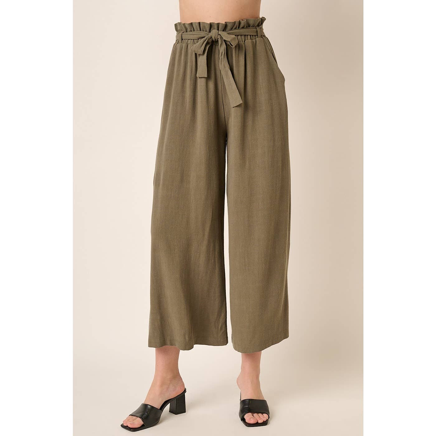 mittoshop - Wholesale Pants - Women's - PAPER BAG TIE DETAIL WIDE LEG PANTS5
