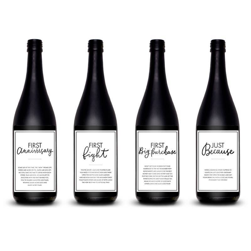 9th Letter Press - Wholesale Gift Tag Label - Newlywed Wine Label Set3