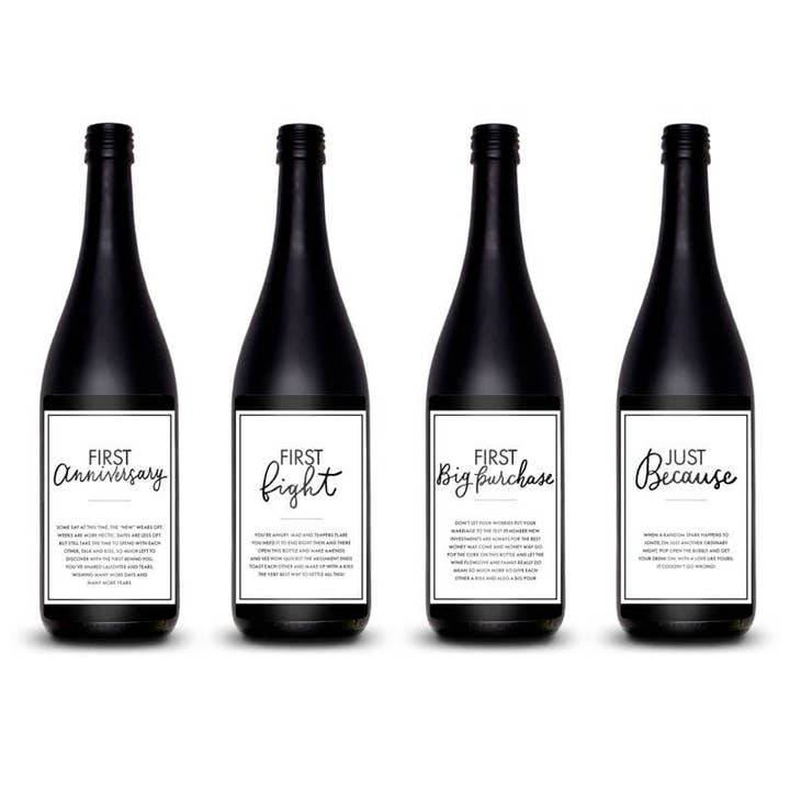 9th Letter Press - Wholesale Gift Tag Label - Newlywed Wine Label Set3