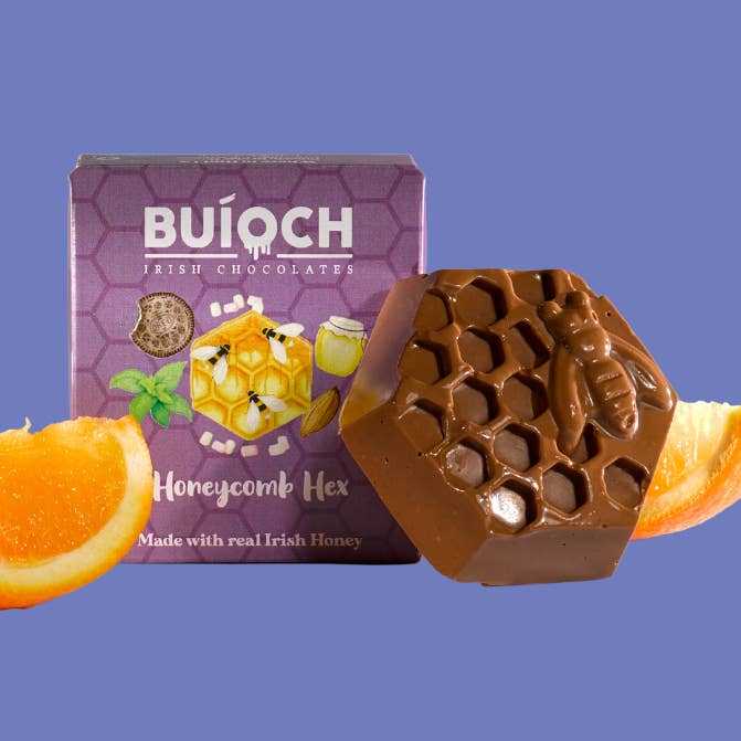 Orange Honeycomb Hex - Milk Chocolate for wholesale by BuÃoch Irish Chocolates