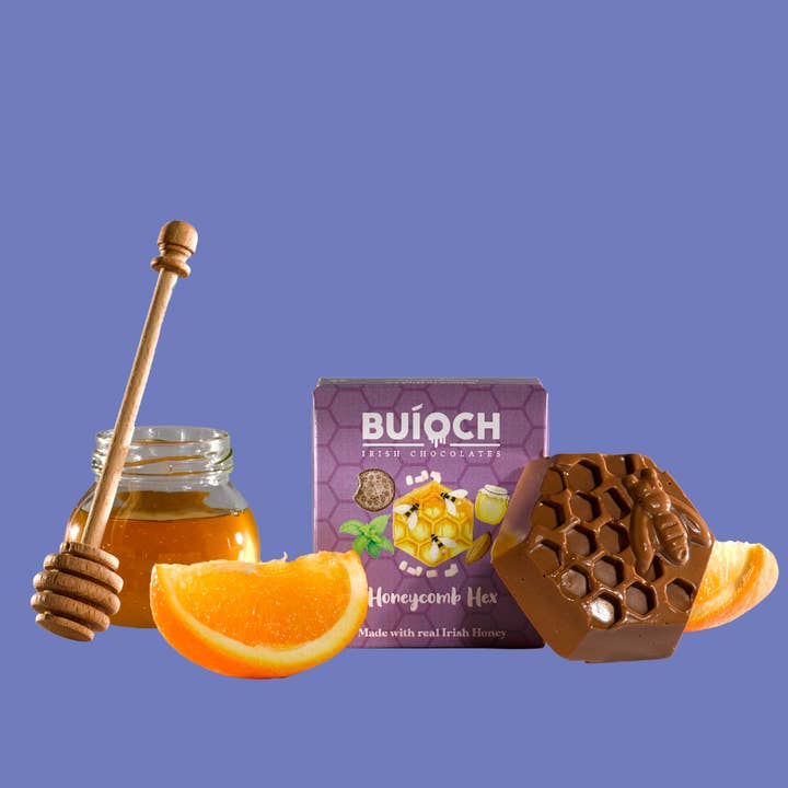 BuÃoch Irish Chocolates - Wholesale Chocolate Box - Orange Honeycomb Hex - Milk Chocolate