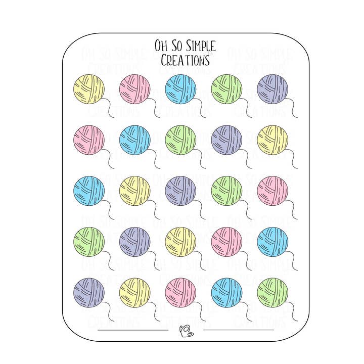 Pastel Coloured Yarn Sticker Sheet for wholesale by Oh So Simple Creations
