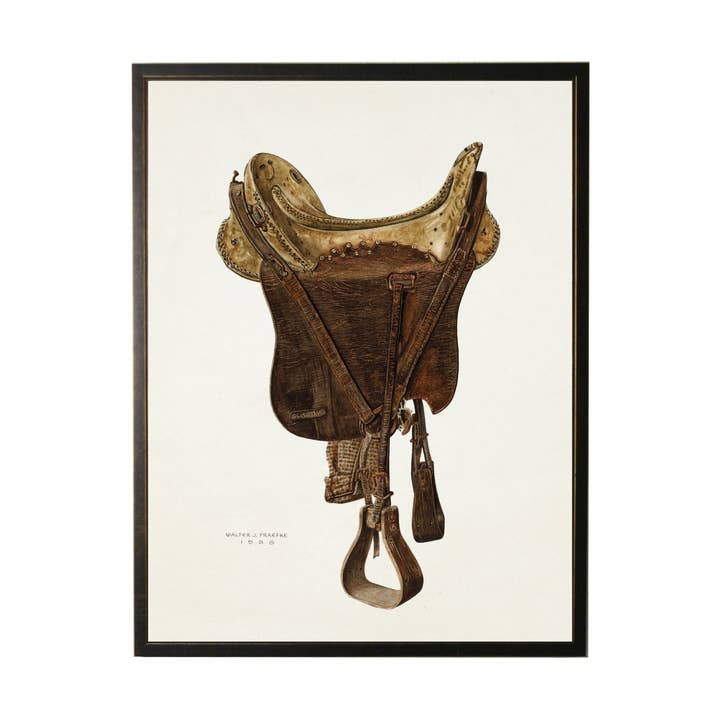 Selle vintage en cuir marron pour la vente par Antique Curiosities Inc