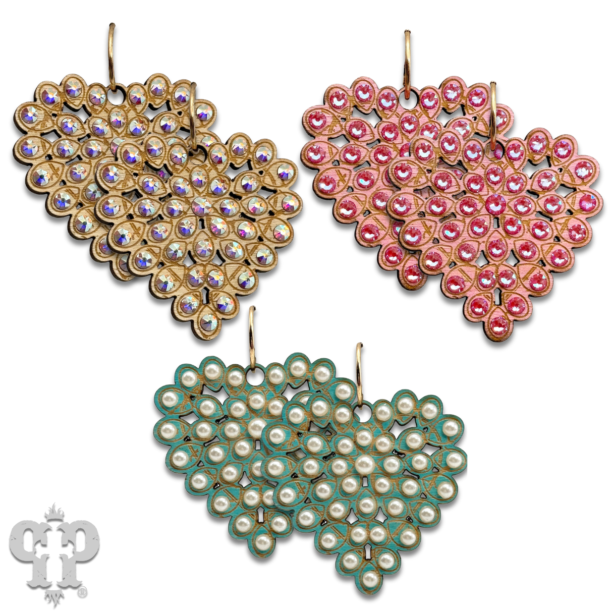 Pink Panache Brands - Wholesale Dangle Earrings - Laser cut rhinestone heart earring1