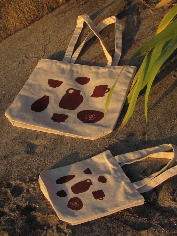 Eco-Friendly Multi-Purpose Canvas Tote with Pottery Print for wholesale by Shachi Shah
