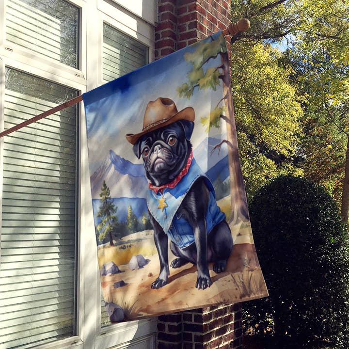 Drapeau Pug Cowboy Welcome House DAC5966 pour la vente par Caroline's Treasures