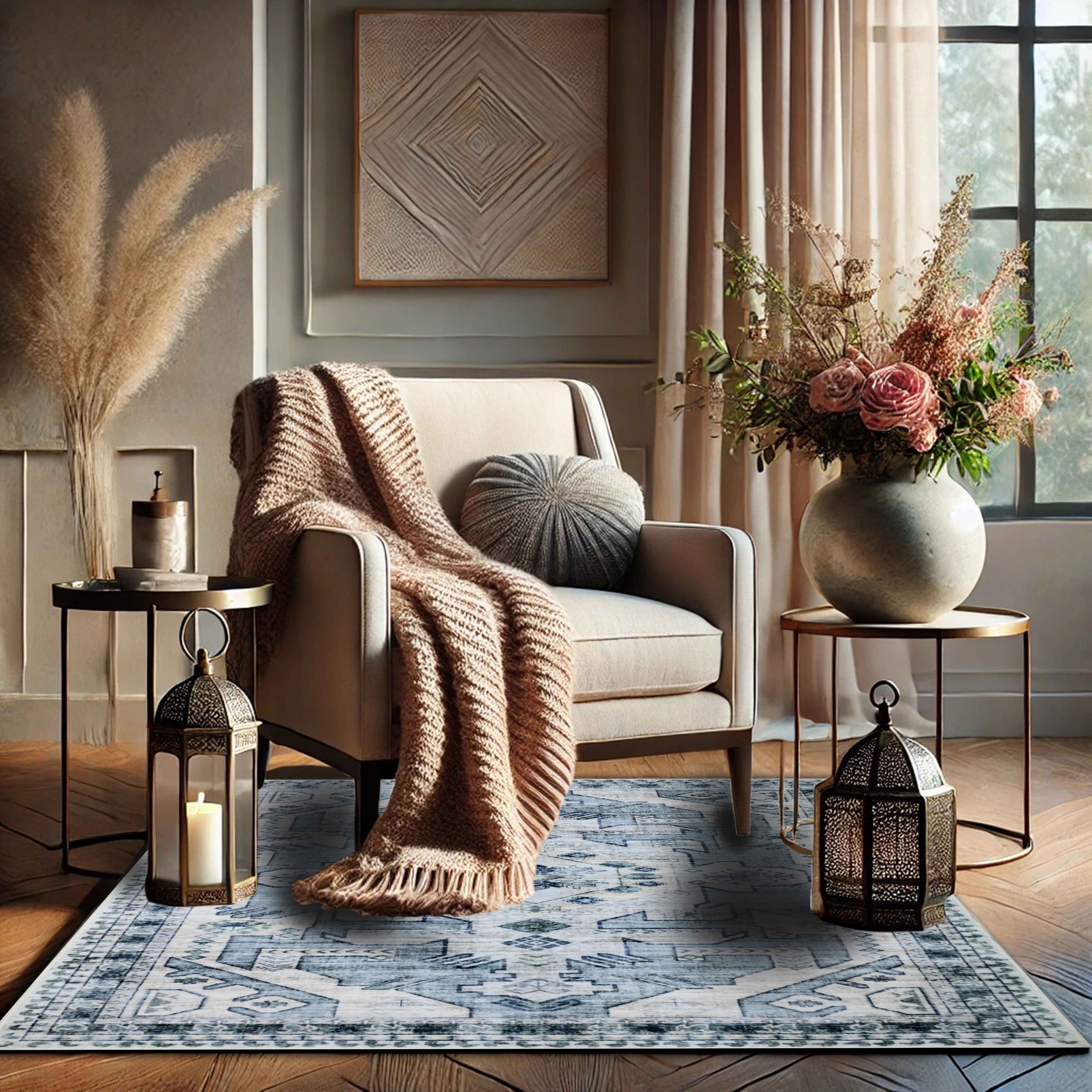 Bed Bath Fashions - Wholesale Area Rug - Bibb Home Washable Flannel Printed Accent Rug with Latex Bac18