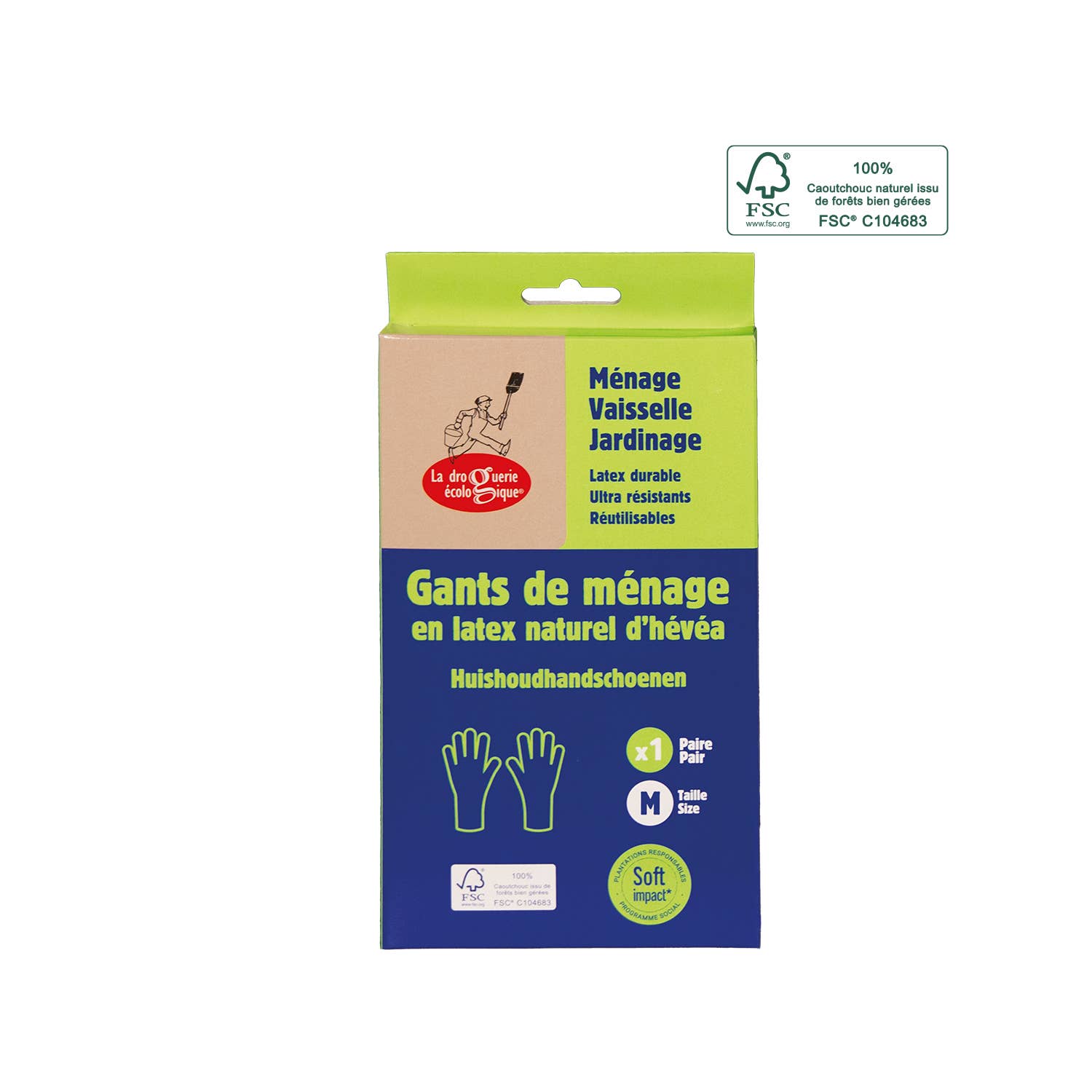 Ecodis - Grand Beau - Wholesale Cleaning Gloves - Box of a Pair of Natural Latex Gloves - La Droguerie1