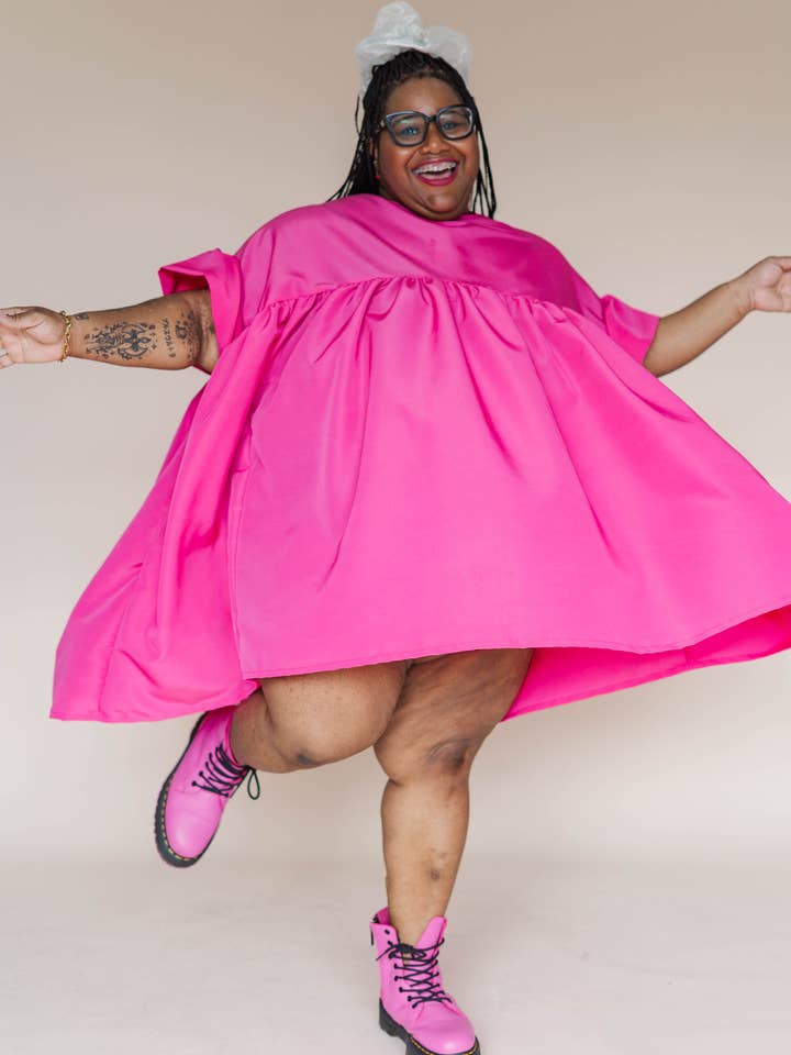 Size Inclusive Plus Size Hot Pink Mini Dress Spring Party for wholesale by Nettle Studios