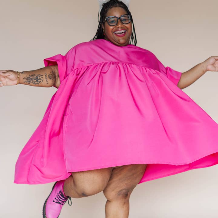 Size Inclusive Plus Size Hot Pink Mini Dress Spring Party for wholesale by Nettle Studios