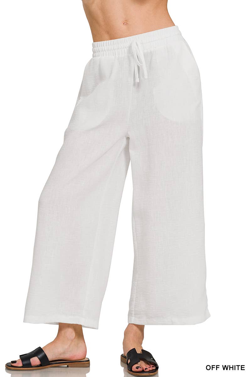 42POPS – Calças - Mulher por atacado – Calças Largas com Cintura Elástica e Bolsos2