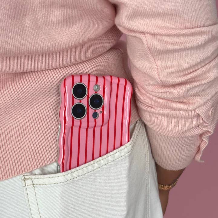 Wavy Phone Case - Candy Canes for wholesale by Coconut Lane