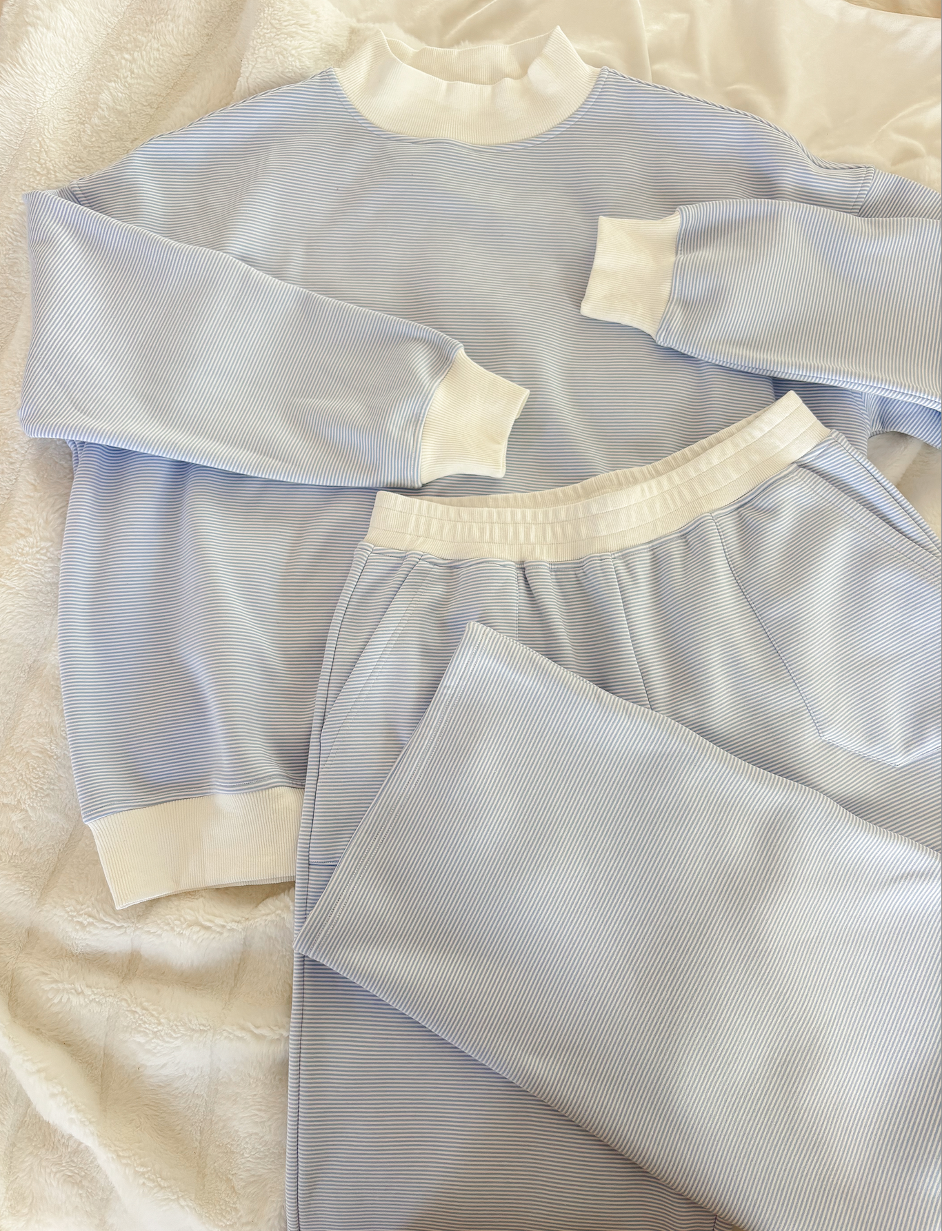 Blue and White Mini Striped Sweatpants for wholesale on Faire5