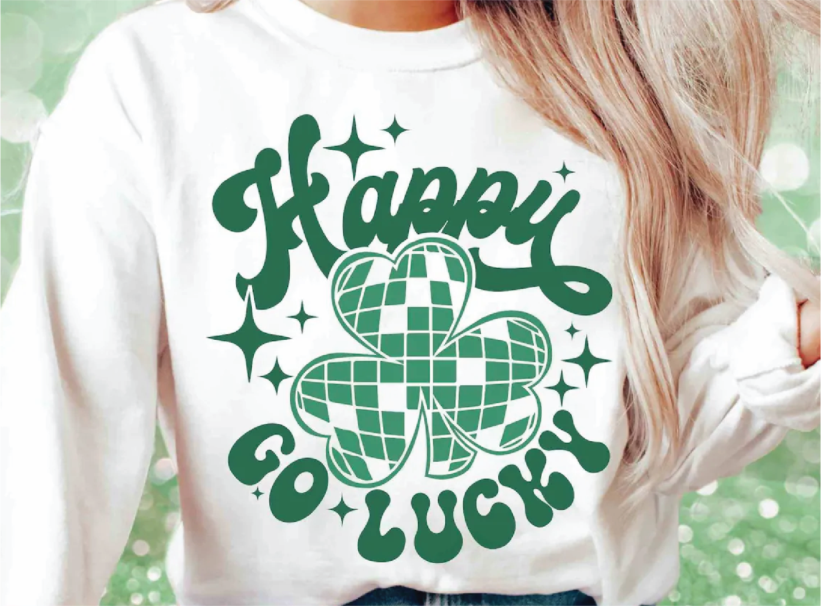 WILD AGAIN – wholesale Graphic sweatshirt – Women’s – Happy Go Lucky Crewneck Sweatshirt0