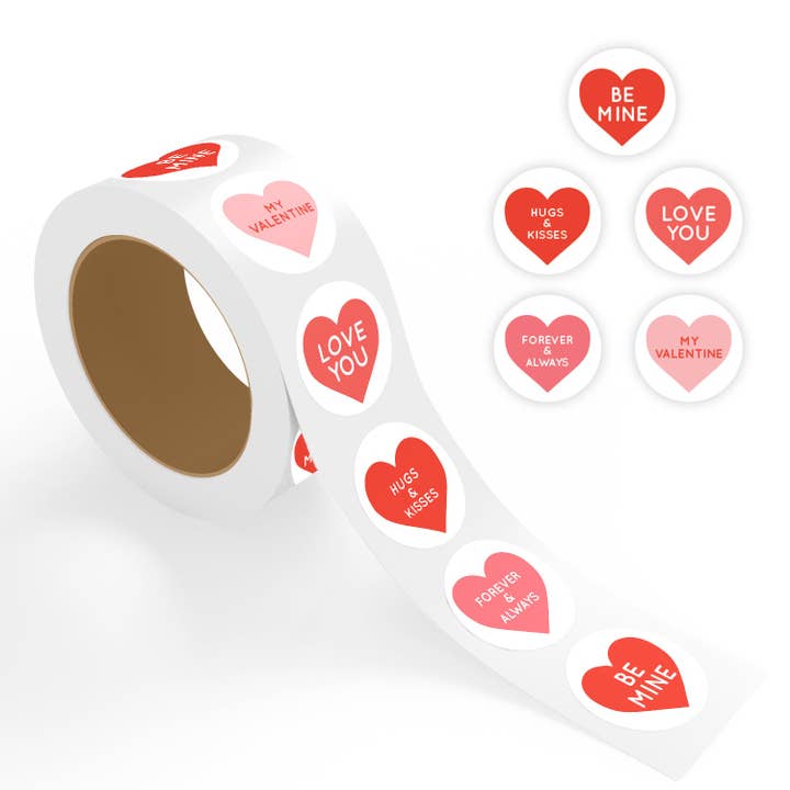 Valentine’s Day - 500 Labels/Roll - 2"x2" - Assorted for wholesale by StickerJet