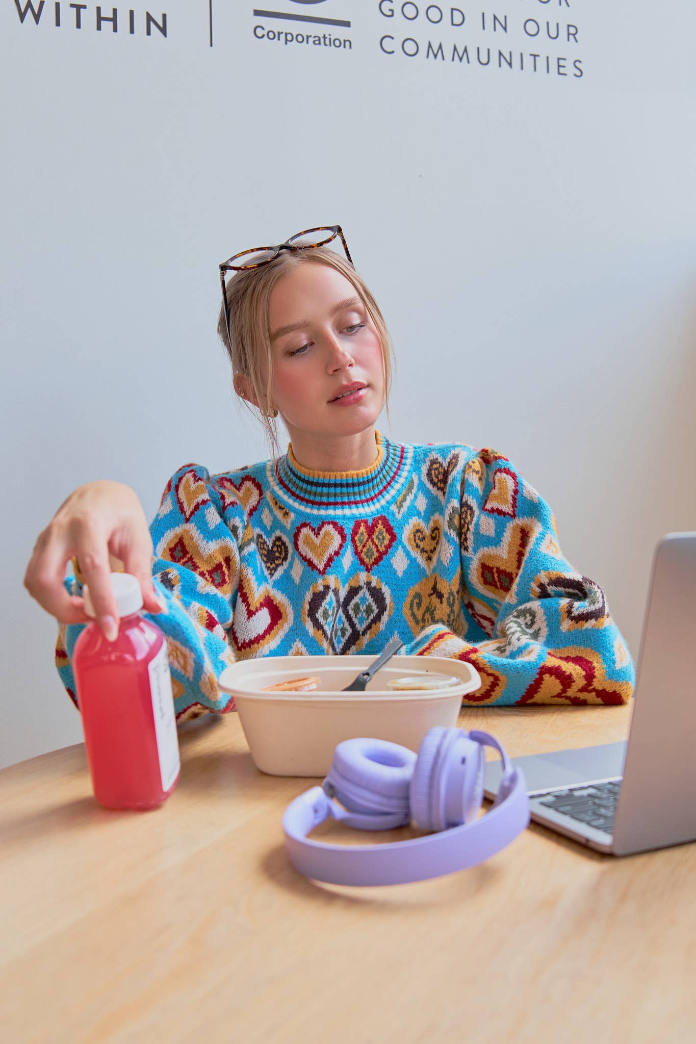 &MERCI - Wholesale Knit Sweater - Women's - HEART PATTERN PULLOVER SWEATER MSW1091316