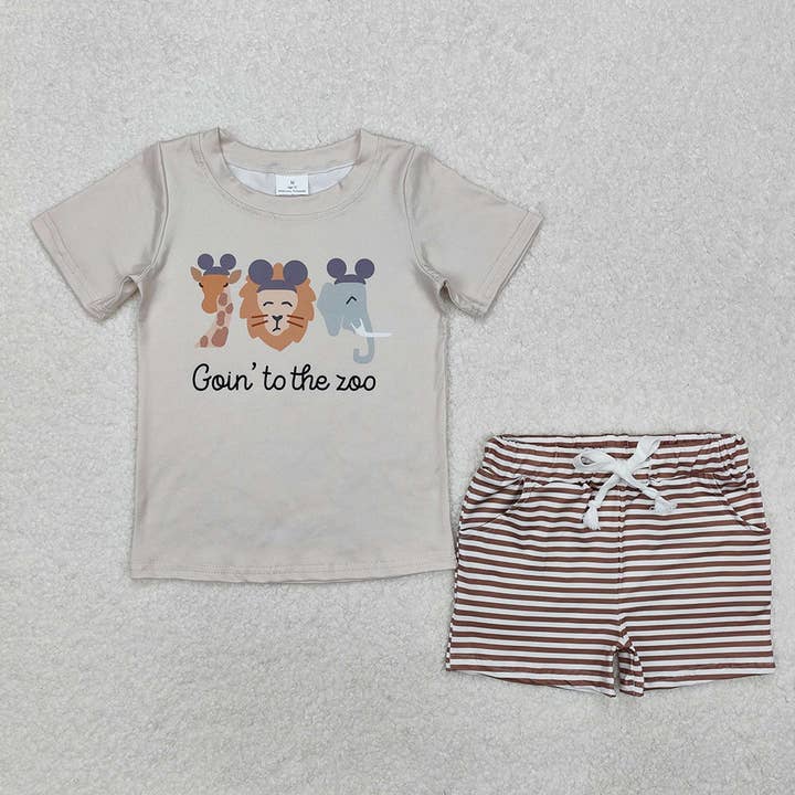 Baby Boys Go To The Zoo Animal Tee Shirt Shorts Clothes Sets for wholesale by Aier Wholesale