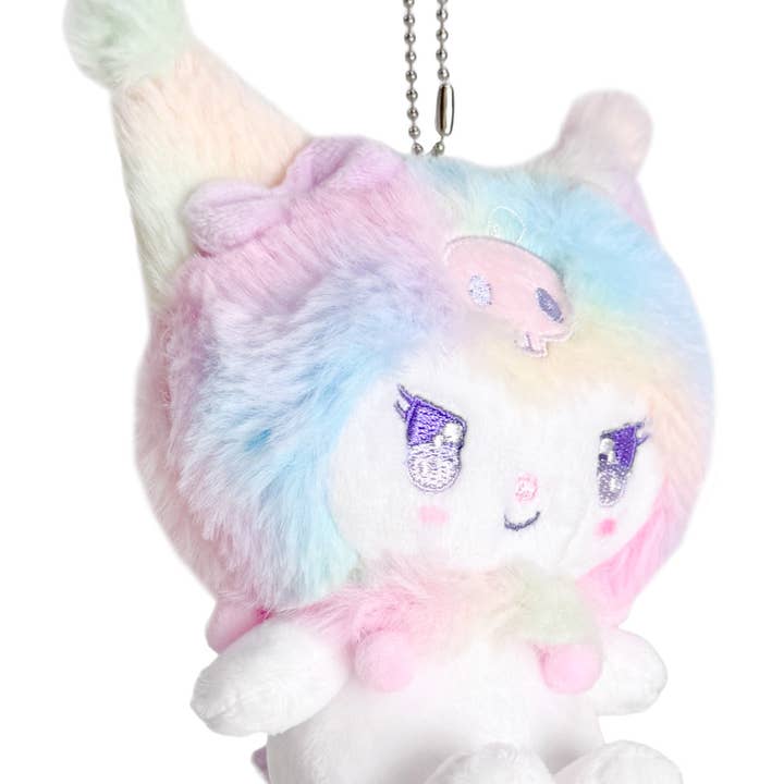 LASR - Vendita all'ingrosso Portachiavi - Donna - Portachiavi Mascotte a Catena con Peluche Arcobaleno Pastello Kuromi di Sanrio