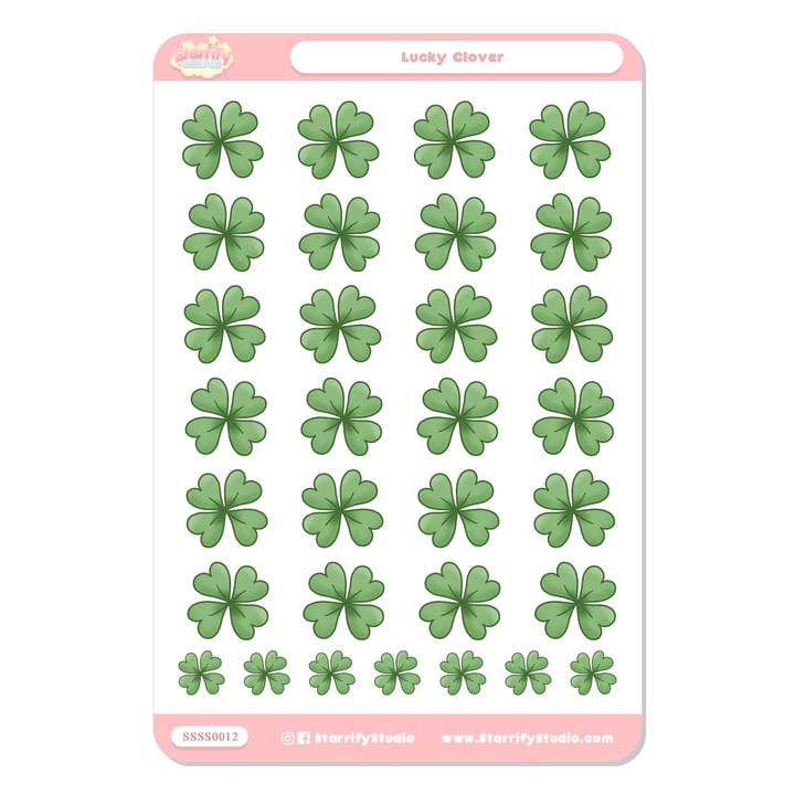 Feuille d'autocollants Lucky Clover pour la vente par Pastel Dreamer, LLC.