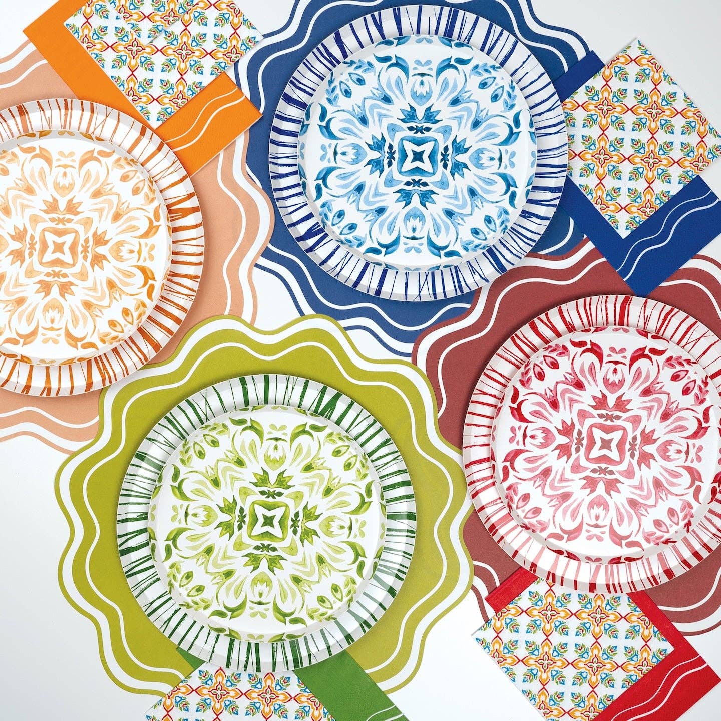 Gatherings by Curated Paperie - Venta al por mayor Platos desechables - Platos para cena Radiance Blue RAD24-DNP51