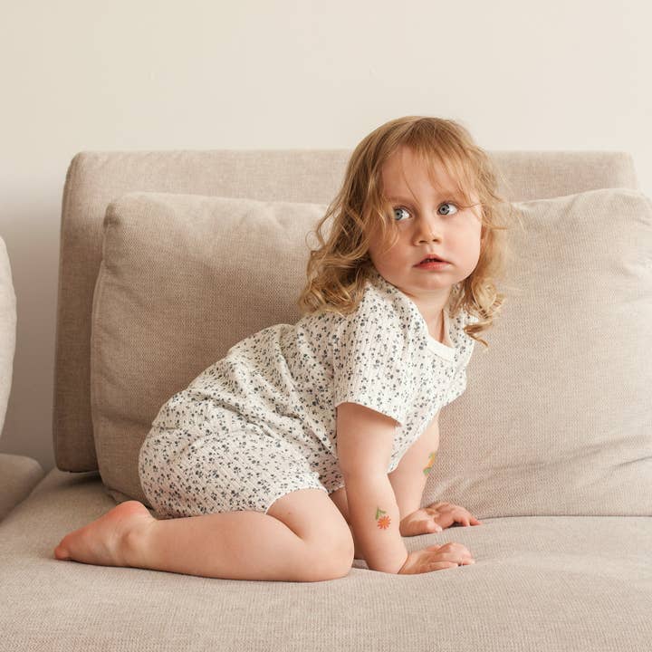 2-piece children's ribbed pajamas - floral for wholesale by Nate & Marine