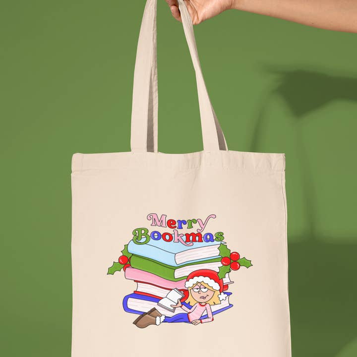 Merry Bookmas Lizzie Tote Bag for wholesale by amarieacreates