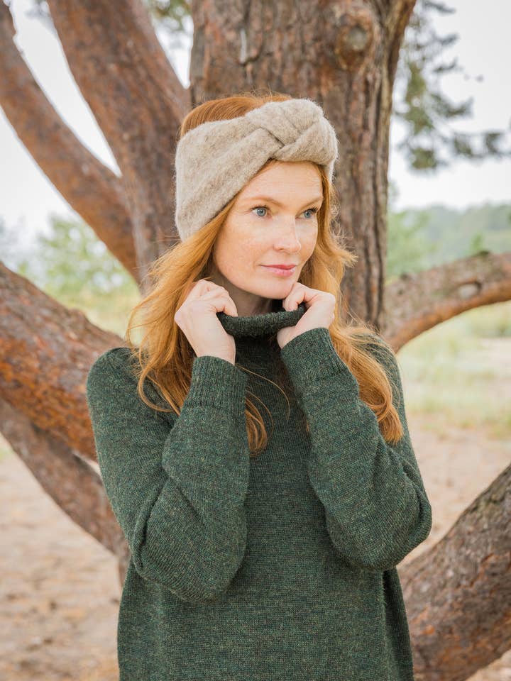 Fascia turbante color avena in misto lana per la vendita all'ingrosso da parte di Woolberg