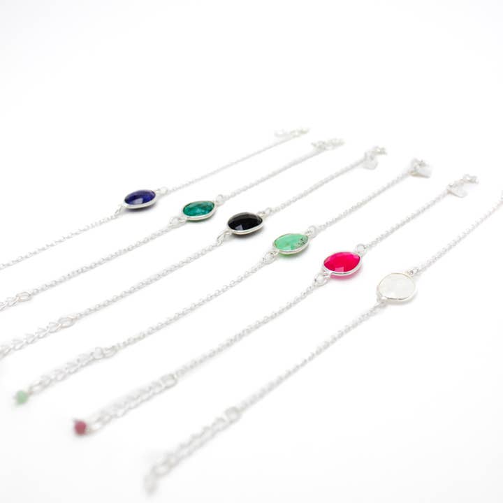 L'Atelier des Dames - Wholesale Jewelry Set - Set of 6 stone bracelets - CATHY ARGENT