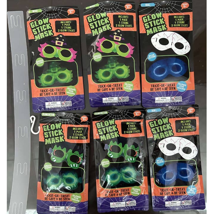 Novelty Brands - Wholesale Toy Set - Kids - Halloween Glow In The Dark Mask & Glowstick - 6/Pack1